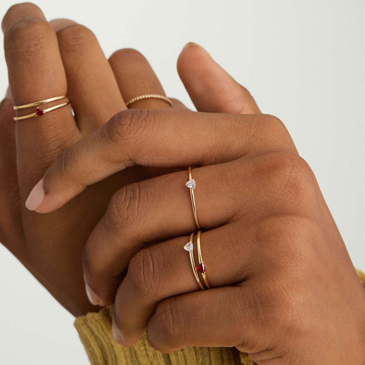 Gemstone Trillion Stacker Ring For Her