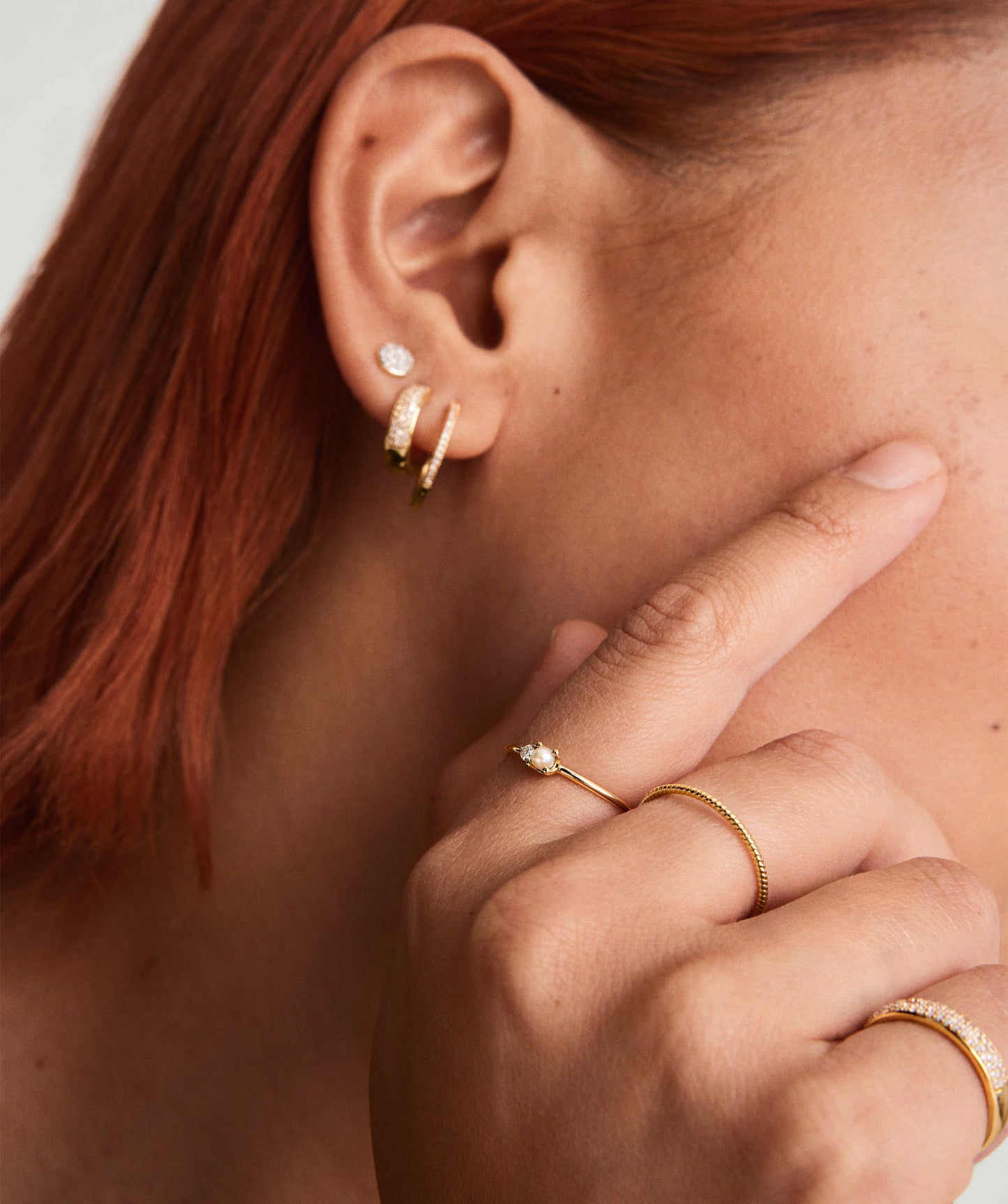 Pearl and Zircon Stacker Ring