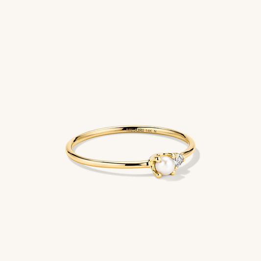 Pearl and Zircon Stacker Ring